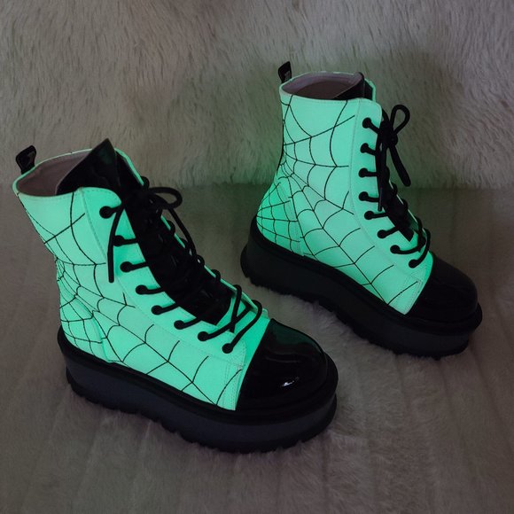 RESTOCKED! Demonia Glow In The Dark Ankle Boots 2" Platform - Picture 11 of 15